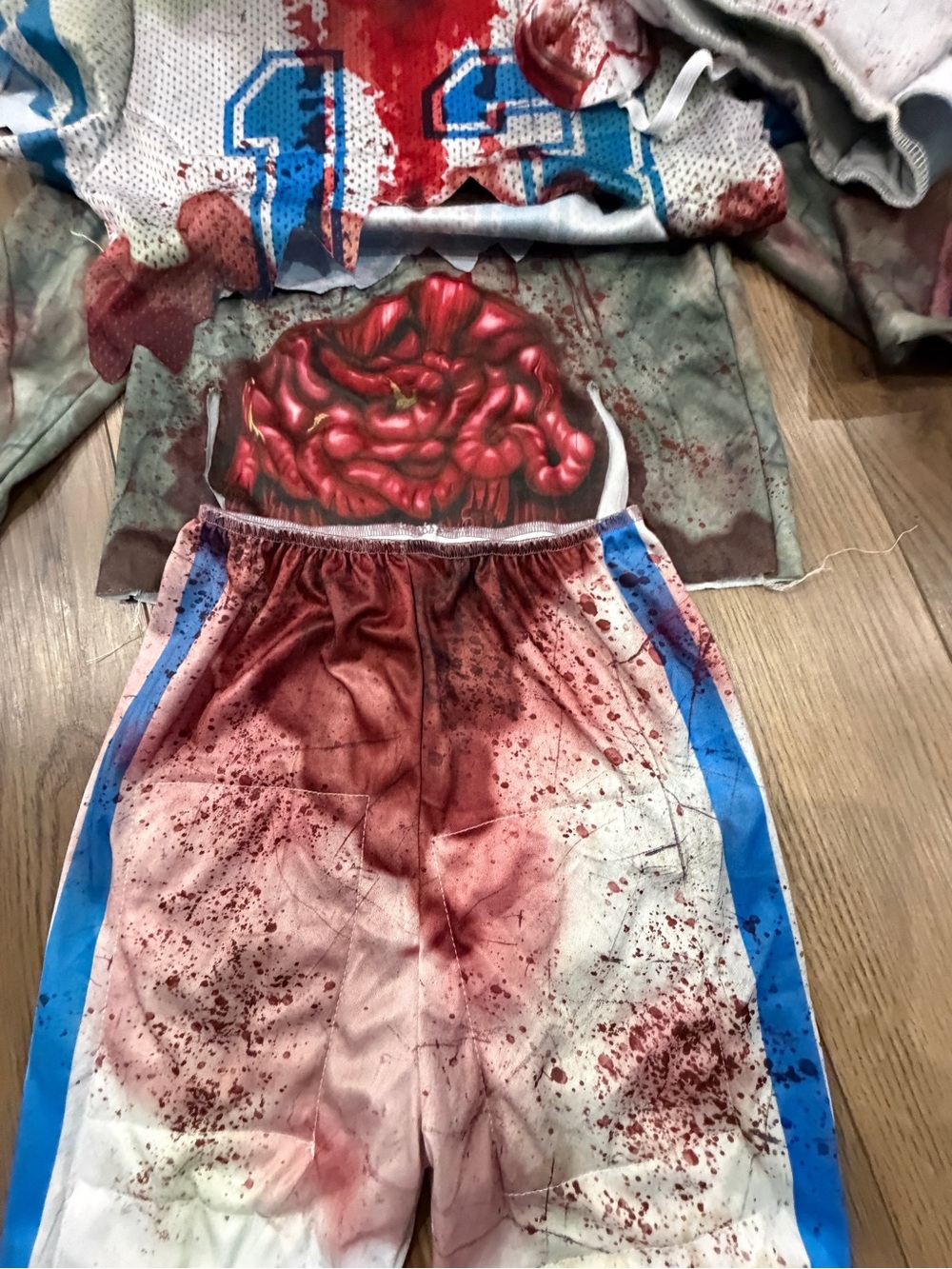 Kids Halloween Zombie Sports Costume in Red & Blue
